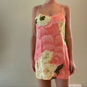 REFORMATION PINK FLORAL BACKLESS DRESS